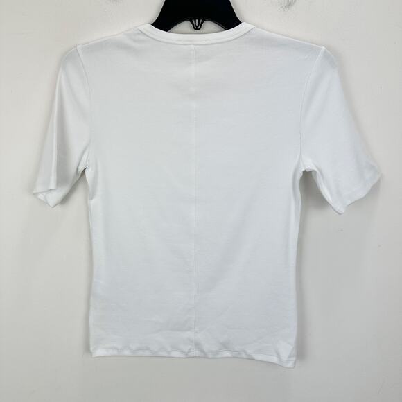 Madewell Regenerative Cotton Ribbed Elbow Sleeve Tee Shirt White Medium NWT - Picture 12 of 13